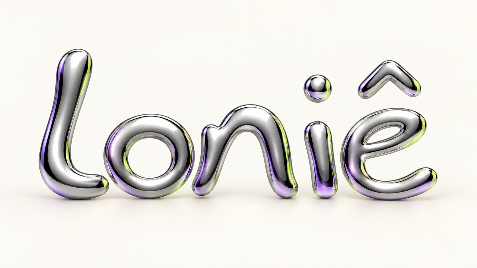 Logo Loniê em prata polida, render de campanha